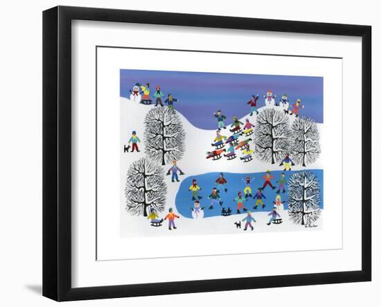 Winter Fun on Pine Hills-Gordon Barker-Framed Giclee Print