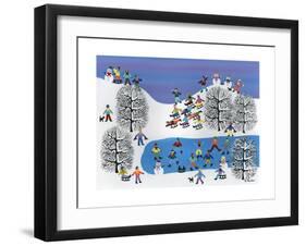 Winter Fun on Pine Hills-Gordon Barker-Framed Giclee Print