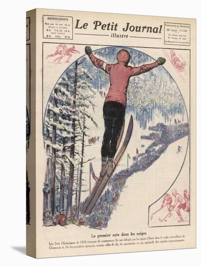 Winter Games at Chamonix: Ski Jumping Ice Hockey and Skating-Andre Galland-Stretched Canvas