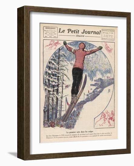 Winter Games at Chamonix: Ski Jumping Ice Hockey and Skating-Andre Galland-Framed Art Print