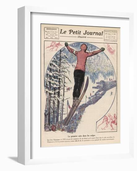 Winter Games at Chamonix: Ski Jumping Ice Hockey and Skating-Andre Galland-Framed Art Print