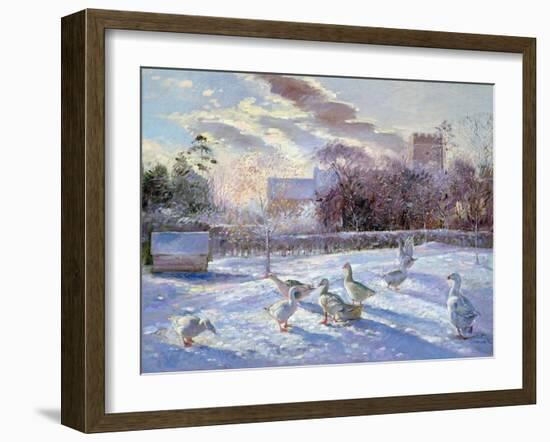 Winter Geese in Church Meadow-Timothy Easton-Framed Giclee Print