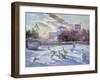 Winter Geese in Church Meadow-Timothy Easton-Framed Giclee Print