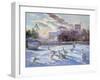 Winter Geese in Church Meadow-Timothy Easton-Framed Giclee Print