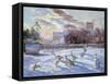 Winter Geese in Church Meadow-Timothy Easton-Framed Stretched Canvas