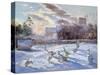 Winter Geese in Church Meadow-Timothy Easton-Stretched Canvas