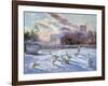 Winter Geese in Church Meadow-Timothy Easton-Framed Giclee Print