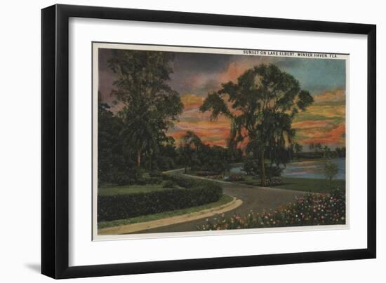 Winter Haven, Florida - Sunset View of Lake Elbert-Lantern Press-Framed Art Print