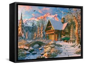 Winter Holiday Cabin-Dominic Davison-Framed Stretched Canvas