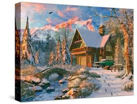 Winter Holiday Cabin-Dominic Davison-Stretched Canvas
