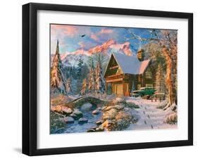 Winter Holiday Cabin-Dominic Davison-Framed Art Print