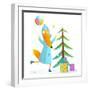 Winter Holiday Fox Celebrating with Presents for Kids. Seasonal Animal Cute Childish Greeting Card-Popmarleo-Framed Art Print