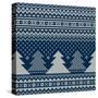 Winter Holiday Seamless Knitted Pattern with Christmas Trees-Atelier_Agonda-Stretched Canvas