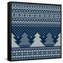Winter Holiday Seamless Knitted Pattern with Christmas Trees-Atelier_Agonda-Framed Stretched Canvas