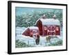 Winter Horses by Red Barn-Cheryl Bartley-Framed Giclee Print