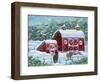 Winter Horses by Red Barn-Cheryl Bartley-Framed Premium Giclee Print