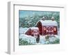 Winter Horses by Red Barn-Cheryl Bartley-Framed Premium Giclee Print