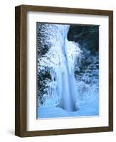 Winter ice hangs on Horsetail Falls, Columbia River Gorge National Scenic Area, Multnomah County...-null-Framed Photographic Print