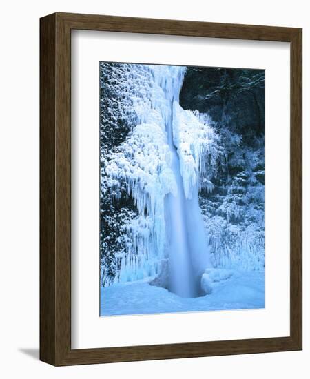 Winter ice hangs on Horsetail Falls, Columbia River Gorge National Scenic Area, Multnomah County...-null-Framed Photographic Print