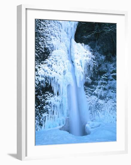 Winter ice hangs on Horsetail Falls, Columbia River Gorge National Scenic Area, Multnomah County...-null-Framed Photographic Print