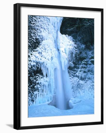 Winter ice hangs on Horsetail Falls, Columbia River Gorge National Scenic Area, Multnomah County...-null-Framed Photographic Print