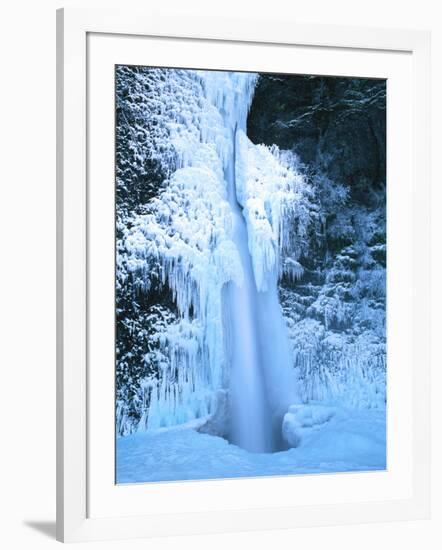 Winter ice hangs on Horsetail Falls, Columbia River Gorge National Scenic Area, Multnomah County...-null-Framed Photographic Print