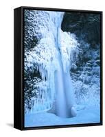 Winter ice hangs on Horsetail Falls, Columbia River Gorge National Scenic Area, Multnomah County...-null-Framed Stretched Canvas