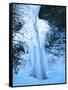 Winter ice hangs on Horsetail Falls, Columbia River Gorge National Scenic Area, Multnomah County...-null-Framed Stretched Canvas