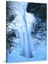 Winter ice hangs on Horsetail Falls, Columbia River Gorge National Scenic Area, Multnomah County...-null-Stretched Canvas