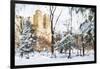 Winter in Central Park - In the Style of Oil Painting-Philippe Hugonnard-Framed Giclee Print