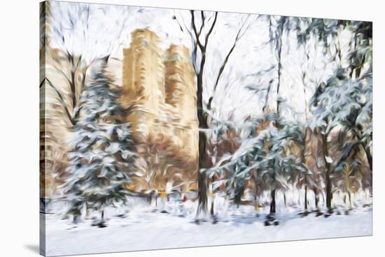 Winter in Central Park - In the Style of Oil Painting-Philippe Hugonnard-Stretched Canvas