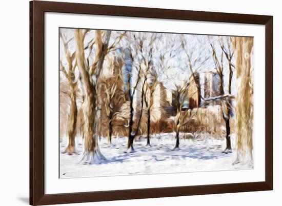 Winter in Central Park V - In the Style of Oil Painting-Philippe Hugonnard-Framed Giclee Print