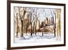 Winter in Central Park V - In the Style of Oil Painting-Philippe Hugonnard-Framed Giclee Print