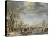 Winter in Holland, Skating Scene, 1645-Aert van der Neer-Stretched Canvas