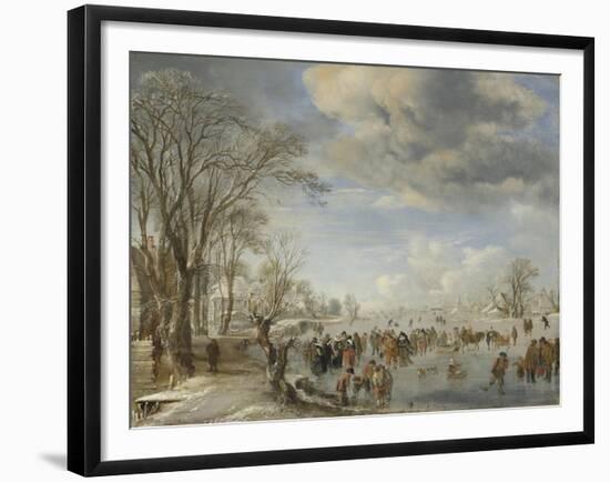 Winter in Holland, Skating Scene, 1645-Aert van der Neer-Framed Giclee Print