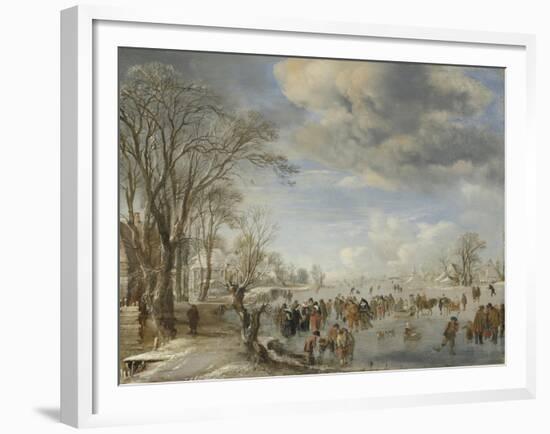 Winter in Holland, Skating Scene, 1645-Aert van der Neer-Framed Giclee Print