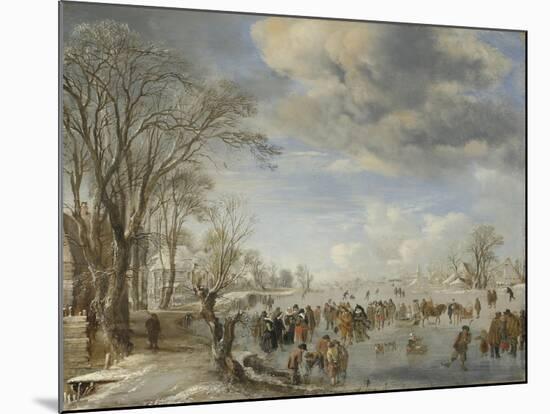 Winter in Holland, Skating Scene, 1645-Aert van der Neer-Mounted Giclee Print