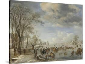 Winter in Holland, Skating Scene, 1645-Aert van der Neer-Stretched Canvas