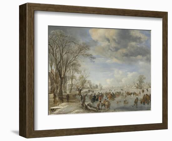 Winter in Holland, Skating Scene, 1645-Aert van der Neer-Framed Giclee Print