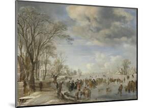 Winter in Holland, Skating Scene, 1645-Aert van der Neer-Mounted Giclee Print