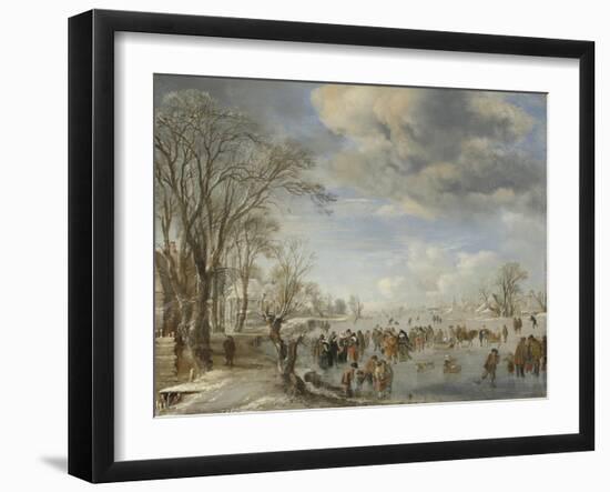 Winter in Holland, Skating Scene, 1645-Aert van der Neer-Framed Giclee Print