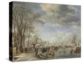 Winter in Holland, Skating Scene, 1645-Aert van der Neer-Stretched Canvas