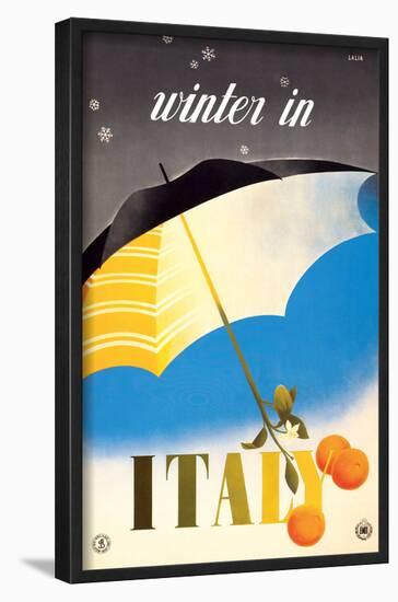 Winter in Italy - Italian Tarocco Blood Oranges under an Umbrella-Alfredo Lalia-Framed Art Print
