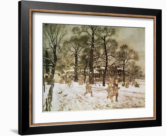 Winter in Kensington Gardens from 'Peter Pan in Kensington Gardens' by J.M. Barrie, 1906-Arthur Rackham-Framed Giclee Print