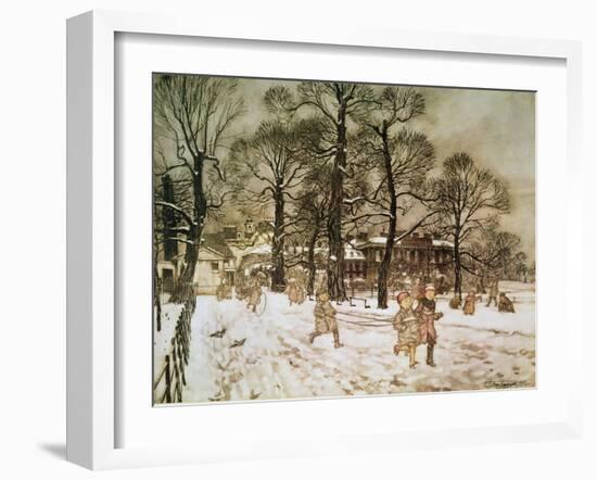 Winter in Kensington Gardens from 'Peter Pan in Kensington Gardens' by J.M. Barrie, 1906-Arthur Rackham-Framed Giclee Print