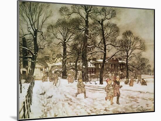 Winter in Kensington Gardens from 'Peter Pan in Kensington Gardens' by J.M. Barrie, 1906-Arthur Rackham-Mounted Giclee Print