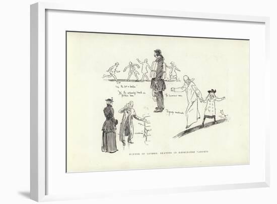 Winter in London, Skating in Kensington Gardens-Phil May-Framed Giclee Print