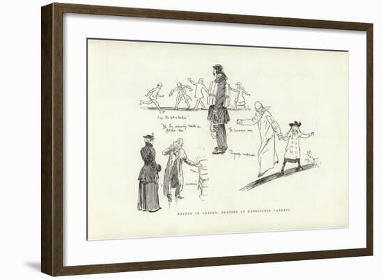 Winter in London, Skating in Kensington Gardens-Phil May-Framed Giclee Print