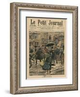 Winter in Paris, Walking in the Mud-French School-Framed Giclee Print