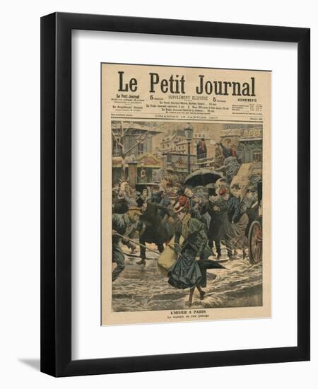 Winter in Paris, Walking in the Mud-French School-Framed Giclee Print